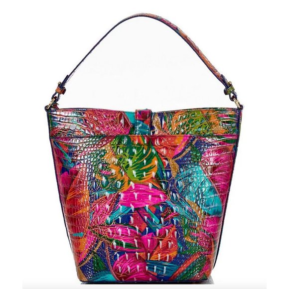NWT Brahmin Melbourne Collection Lush Shira Crocodile-Embossed Bucket Bag - Picture 2 of 4